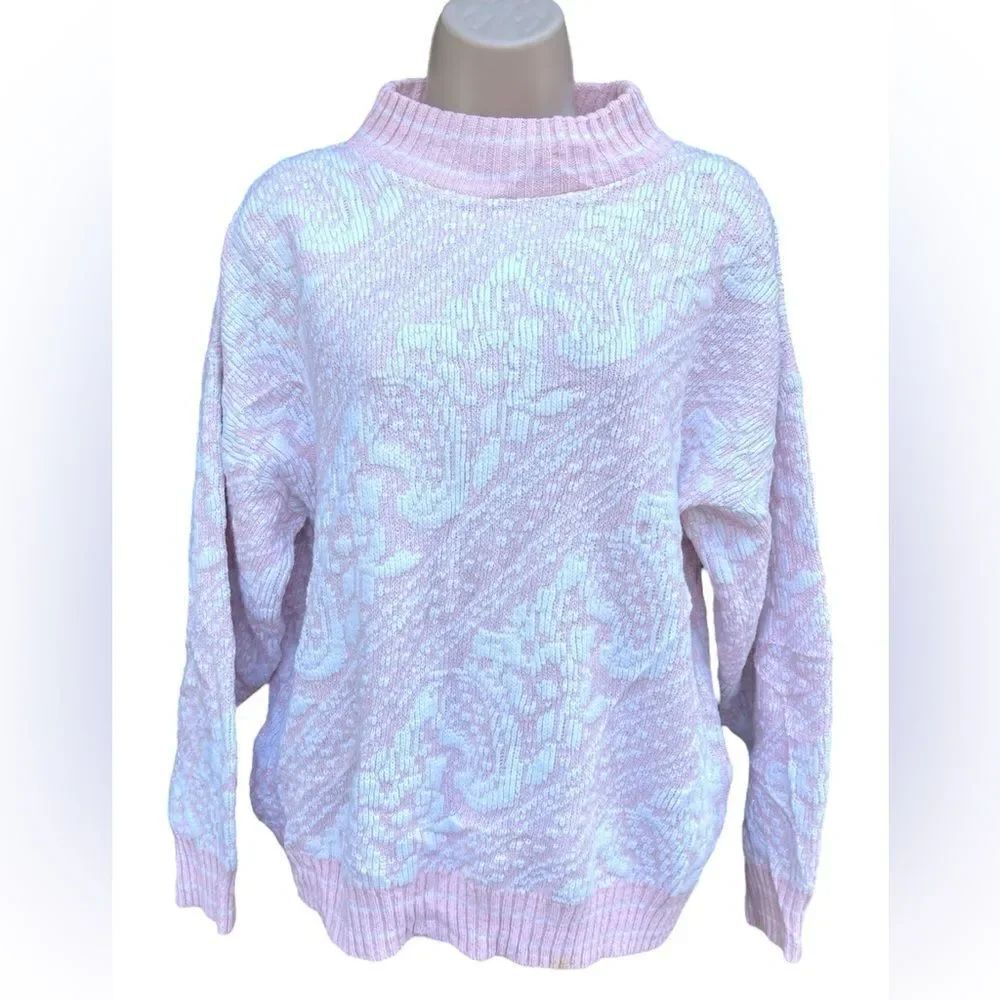 KATE COLLINS 40 baby pink embroidery Sweater Silver Glitter Size L